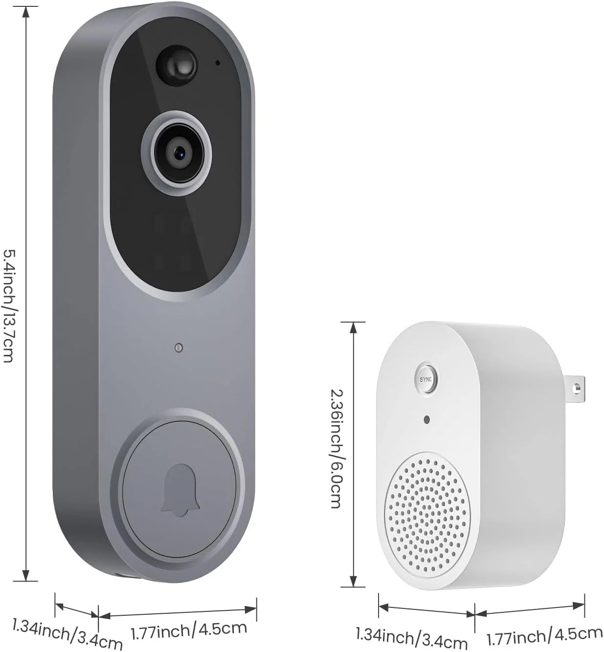 Wireless Doorbell Camera with Chime, Video Doorbell Security Camera with Batteries for Home