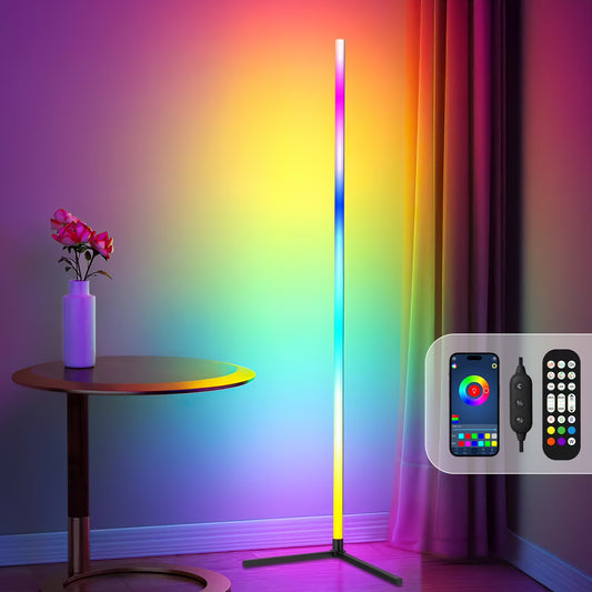 Led Corner Floor Lamp, Smart RGB Floor Lamp with App&Remote,Mulit-Colors Changing