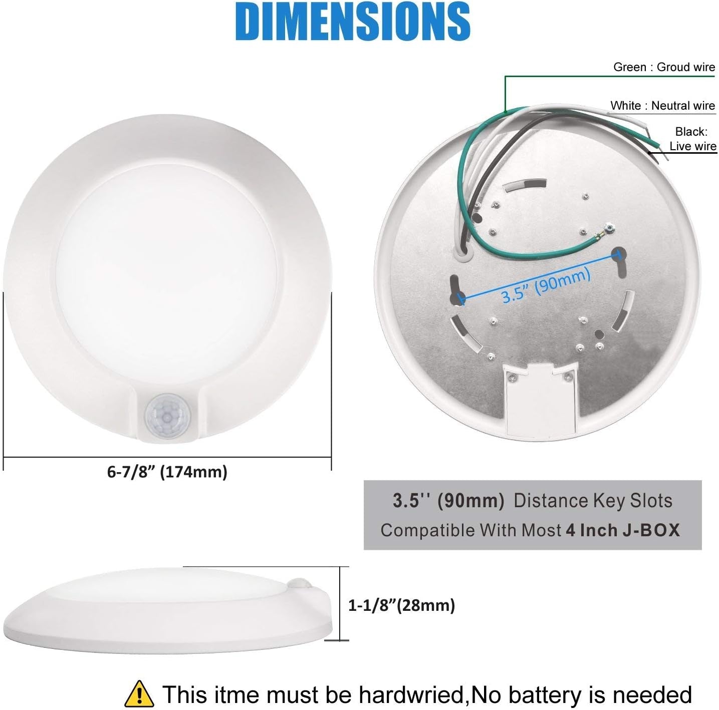 Closet Lights Motion Sensored, LED Closet Light Motion Activated, 5000K Daylight 6-7/8 Inch 10W Motion Sensor Ceiling Light, Closet Lights Wired, Pantry Light 90CRI, No Battery, Damp Rated ETL