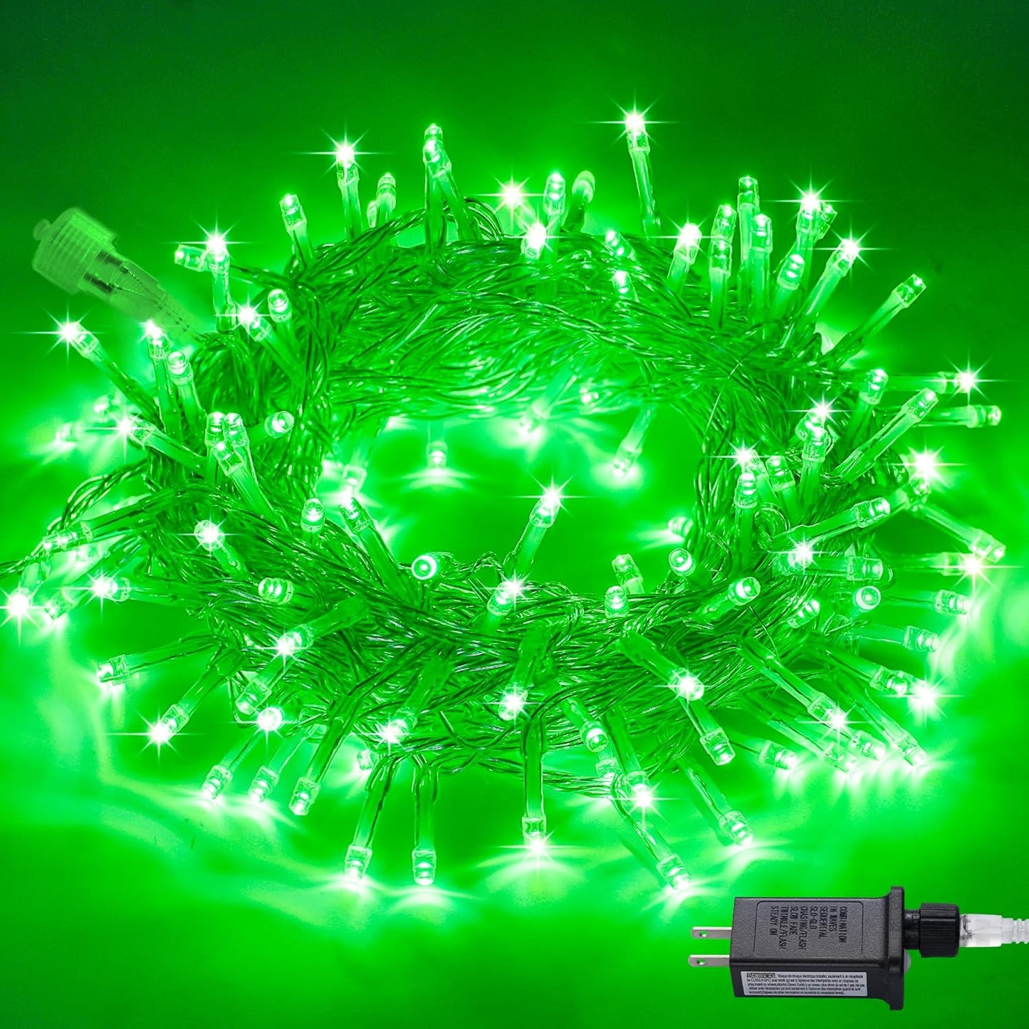 Connectable 100 LED Green Christmas Lights, 8 Modes Plug-In Green Lights Indoor, 33Ft Clear Wire Grinch Twinkle String Light Outdoor for Grinch Christmas Tree Xmas Decor