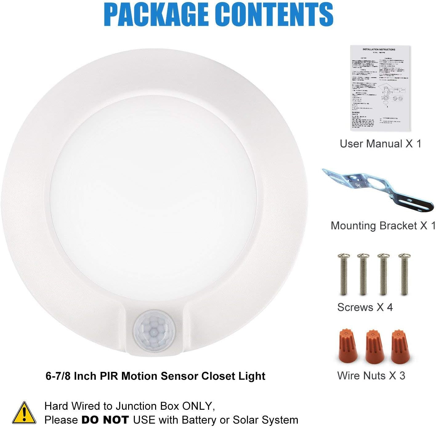 Closet Lights Motion Sensored, LED Closet Light Motion Activated, 5000K Daylight 6-7/8 Inch 10W Motion Sensor Ceiling Light, Closet Lights Wired, Pantry Light 90CRI, No Battery, Damp Rated ETL