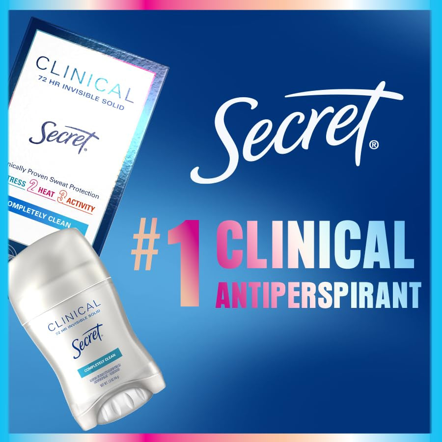 Clinical Strength Antiperspirant Deodorant for Women, 3X Stress Protection, 72Hr Sweat & Odor Protection, PH Balancing Minerals, Invisible Solid, Clean Lavender Scent, 2.6 Oz